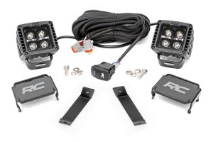 Jeep Cherokee LED Light Kit - Ditch Mount - Rough Country - Amber DRL - Black - '14-'21